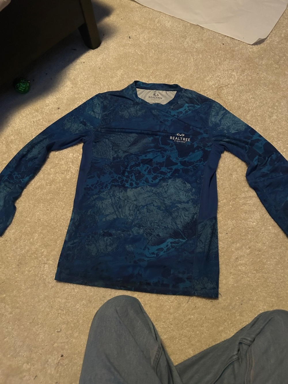 Realtree Men's Long-Sleeve fishing Shirt - Navy Blue Camouflage